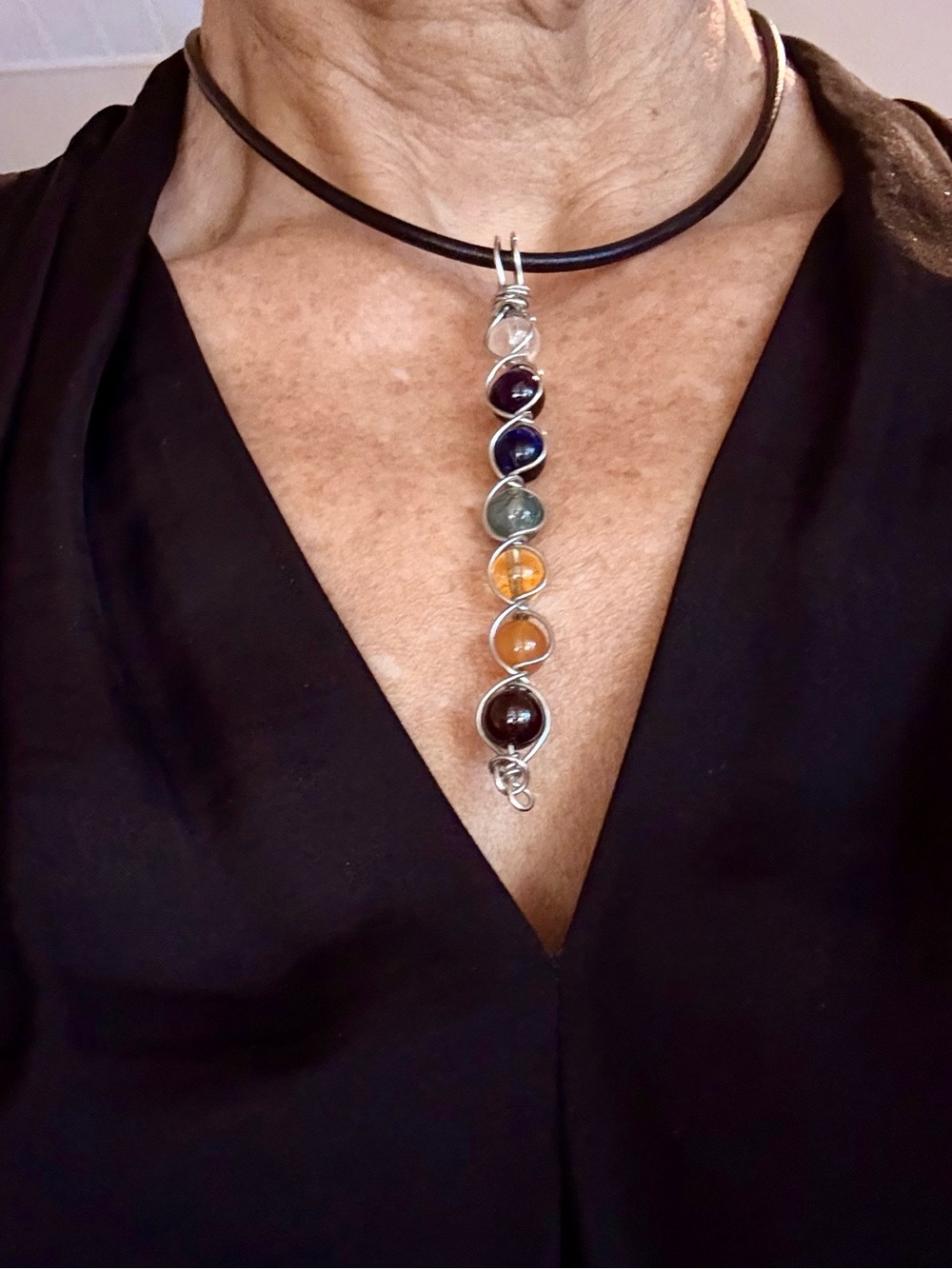 Hand Crafted Multicolor Chakra Bead Pendant